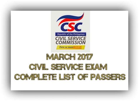 March 2017 Civil Service Exam Results (Complete .